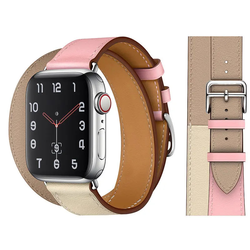 Genuine Leather Bracelet Strap For Apple Watch Band 45mm 49mm 41mm 44mm 42mm 40mm band iWatch Ultra/2 10 42/46mm 9 8 7 6 5 4 SE